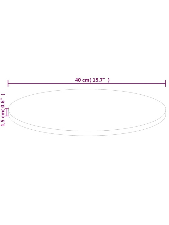 Pyöreä pöytälevy Ø40x1,5 cm käsittelemätön täysi tammi