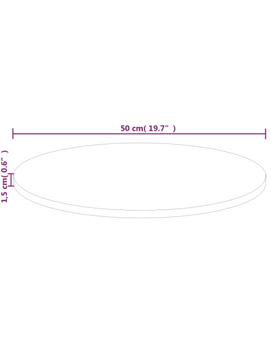 Pyöreä pöytälevy Ø50x1,5 cm käsittelemätön täysi tammi