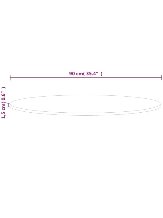 Pyöreä pöytälevy Ø90x1,5 cm käsittelemätön täysi tammi