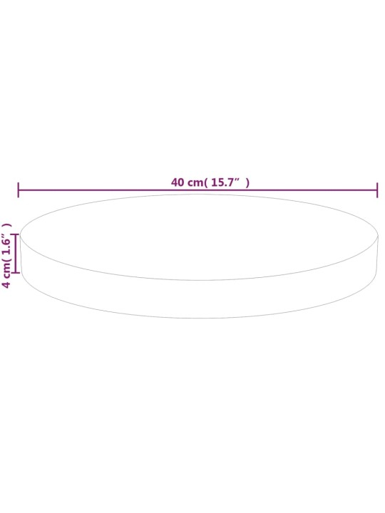 Pyöreä pöytälevy Ø40x4 cm käsittelemätön täysi tammi