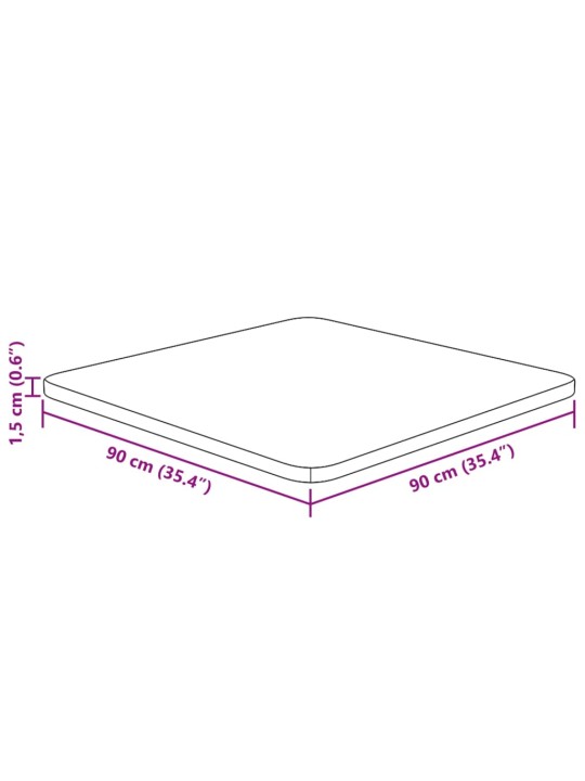 Neliönmuotoinen pöytälevy 90x90x1,5 cm käsittelemätön tammi