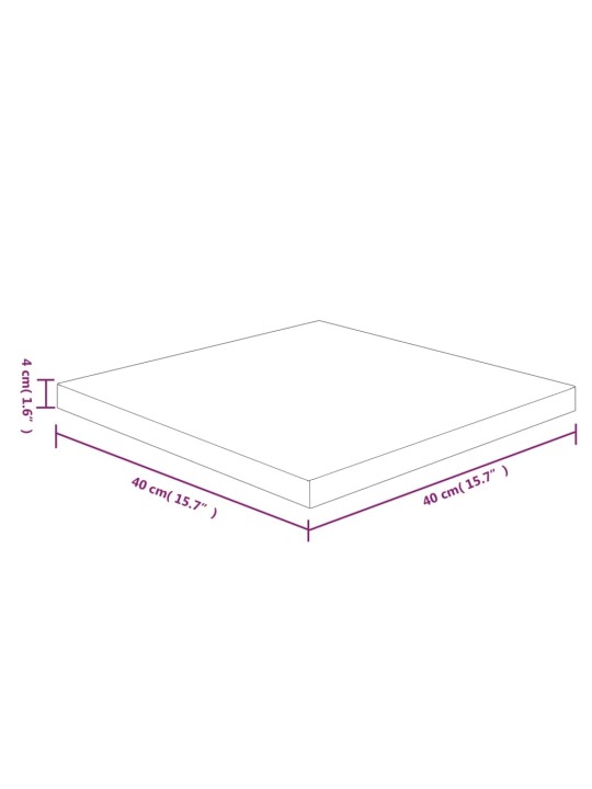 Neliönmuotoinen pöytälevy 40x40x4 cm käsittelemätön tammi