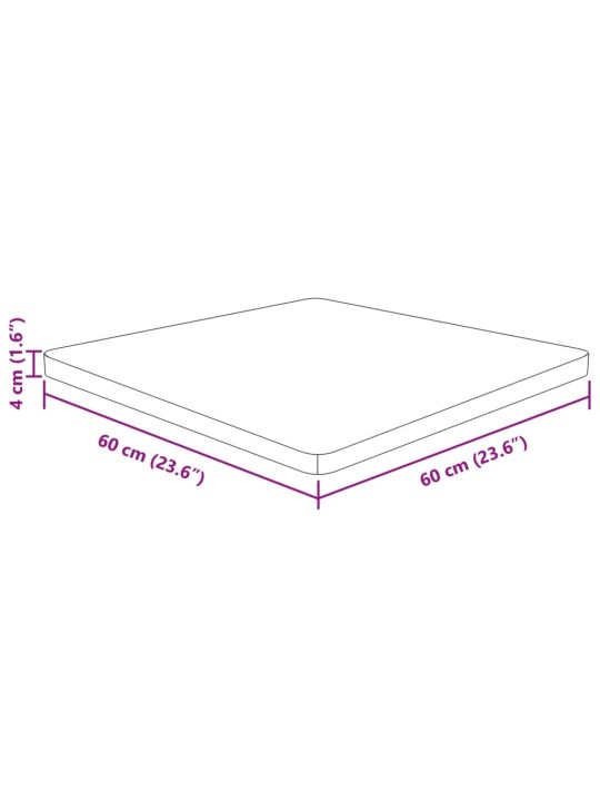 Neliönmuotoinen pöytälevy 60x60x4 cm käsittelemätön tammi