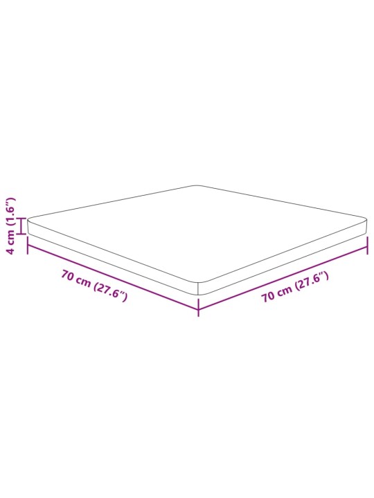 Neliönmuotoinen pöytälevy 70x70x4 cm käsittelemätön tammi