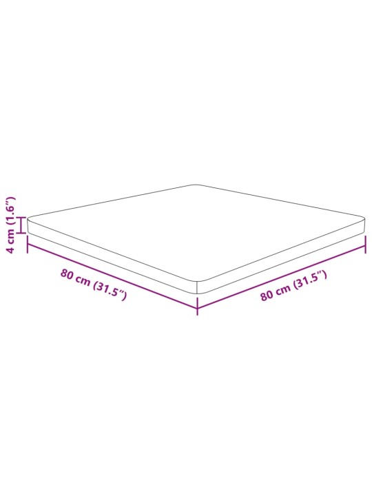 Neliönmuotoinen pöytälevy 80x80x4 cm käsittelemätön tammi