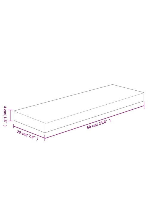 Hyllylevy 60x20x4 cm käsittelemätön täysi tammi