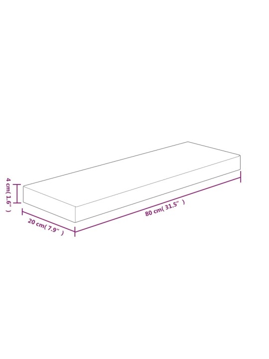 Hyllylevy 80x20x4 cm käsittelemätön täysi tammi