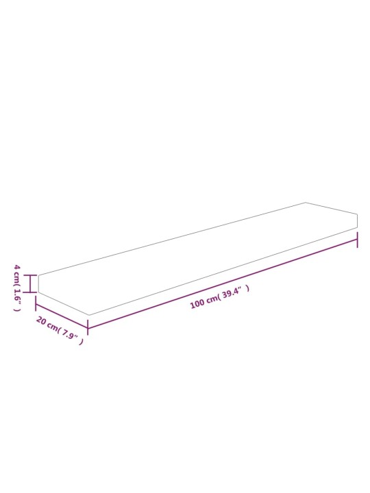 Hyllylevy 100x20x4 cm käsittelemätön täysi tammi