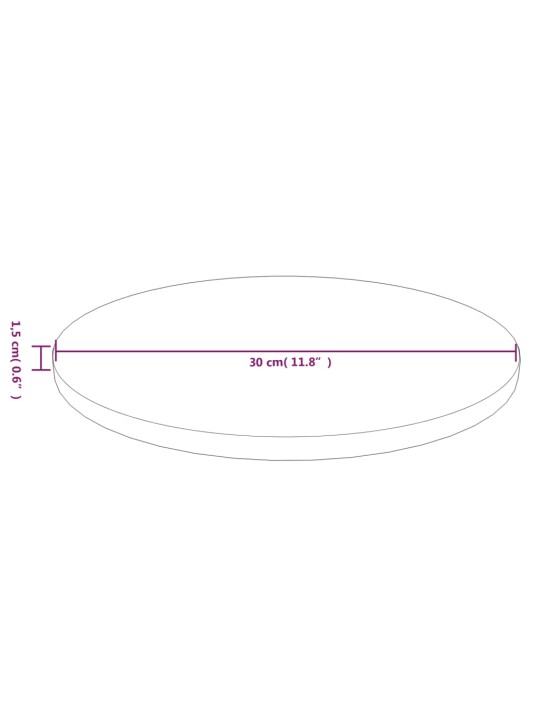 Pyöreä pöytälevy vaaleanruskea Ø 30x1,5 cm käsitelty tammi