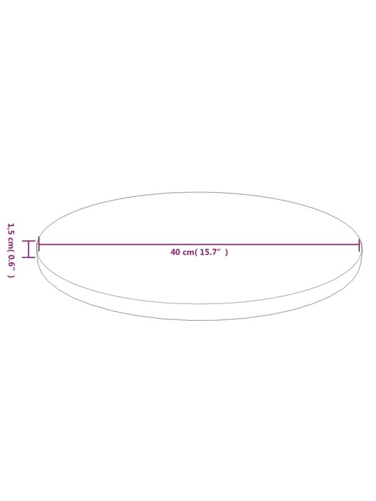 Pyöreä pöytälevy vaaleanruskea Ø 40x1,5 cm käsitelty tammi