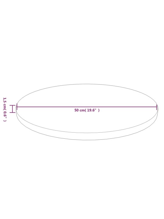 Pyöreä pöytälevy vaaleanruskea Ø 50x1,5 cm käsitelty tammi