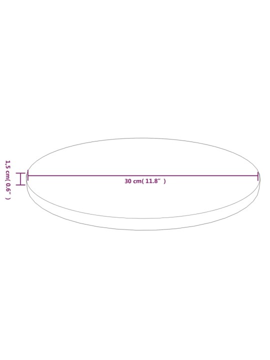 Pyöreä pöytälevy tummanruskea Ø30x1,5 cm käsitelty tammi