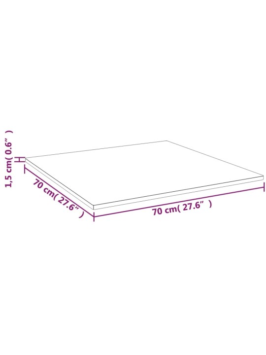 Pöytälevy neliö vaaleanruskea 70x70x1,5 cm käsitelty täystammi