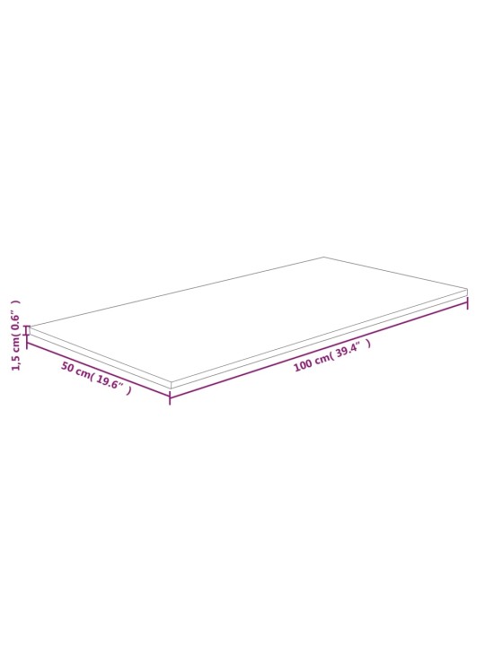 Kylpyhuoneen työtaso v.ruskea 100x50x1,5 cm käsitelty täysi puu