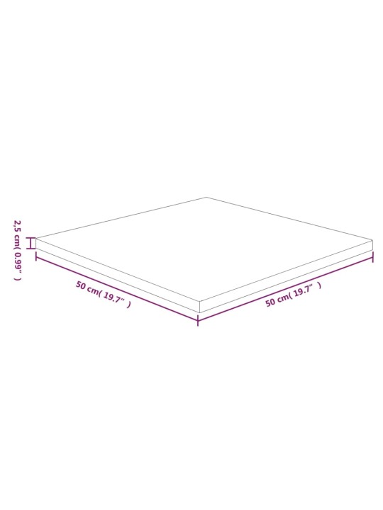 Pöytälevy neliö vaaleanruskea 50x50x2,5 cm käsitelty täystammi