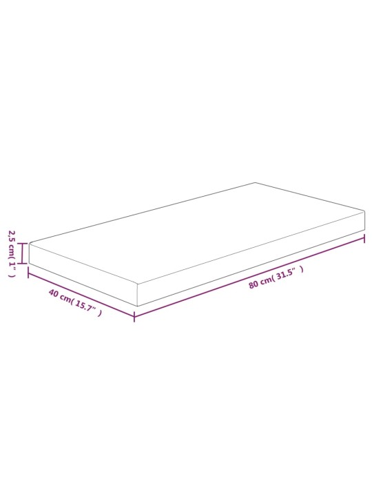 Kylpyhuoneen työtaso v.ruskea 80x40x2,5 cm käsitelty täysi puu