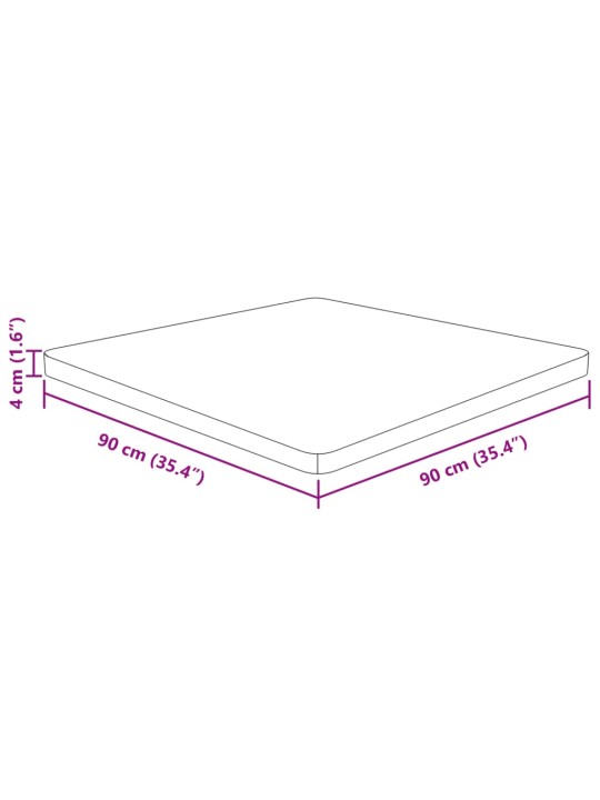 Pöytälevy neliö vaaleanruskea 90x90x4 cm käsitelty täysi tammi