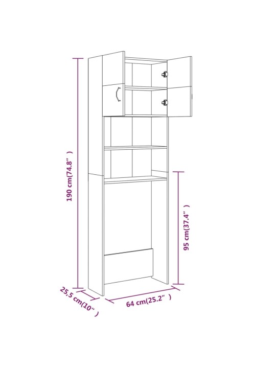 Pesukonekaappi ruskea tammi 64x25,5x190 cm