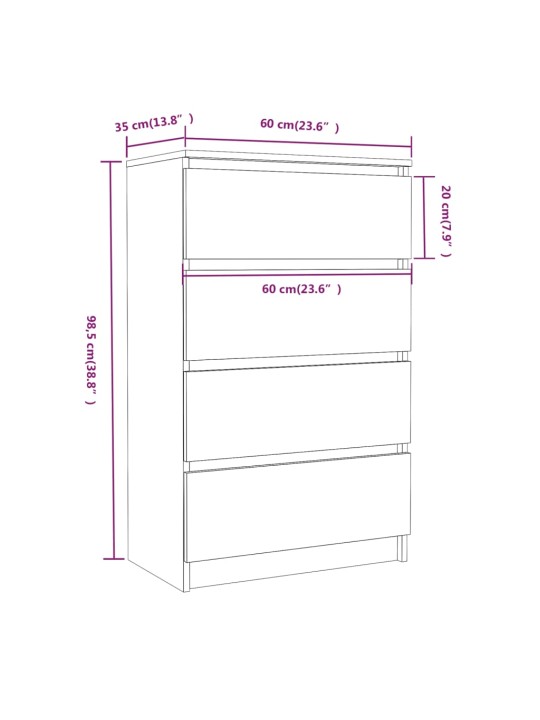 Senkki harmaa Sonoma 60x35x98,5 cm tekninen puu