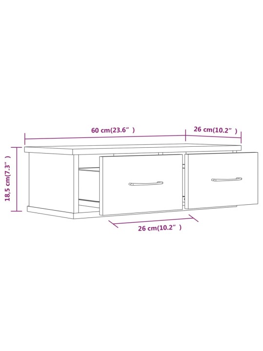 TV-seinäkaappi ruskea tammi 60x26x18,5 cm tekninen puu