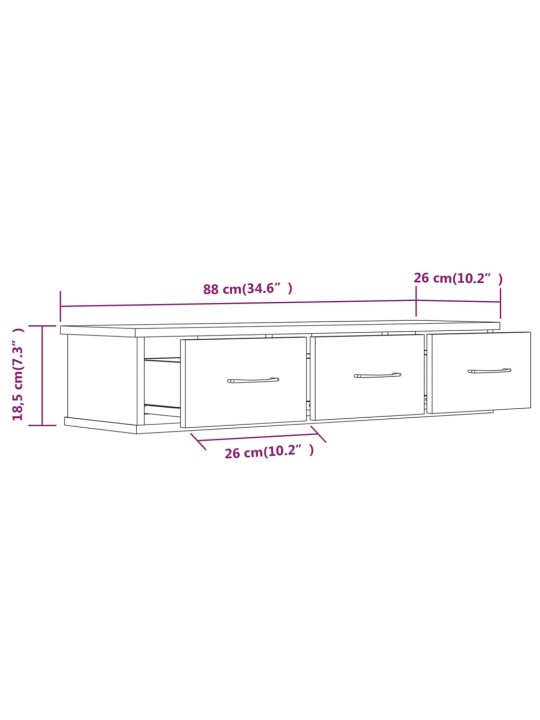 TV-seinäkaappi ruskea tammi 88x26x18,5 cm tekninen puu