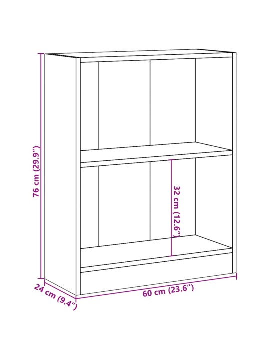 Kirjahylly savutammi 60x24x76 cm tekninen puu