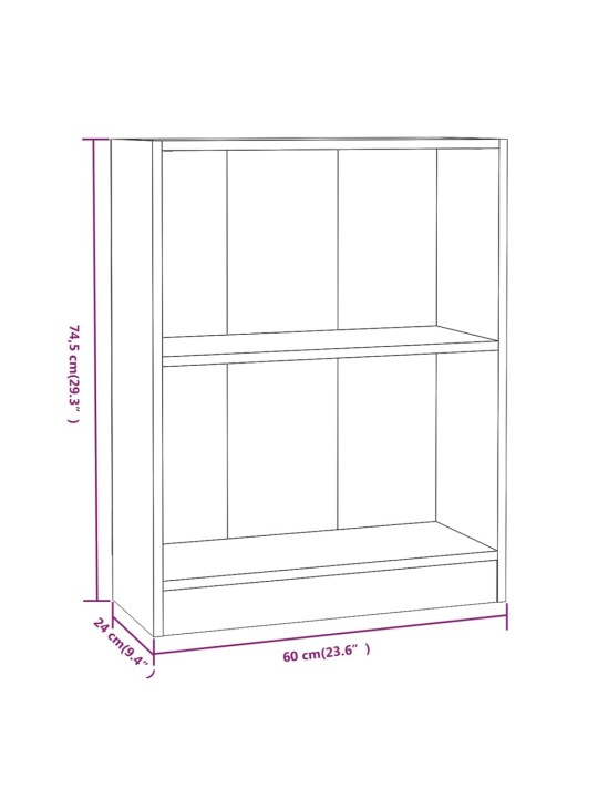 Kirjahylly ruskea tammi 60x24x74,5 cm tekninen puu