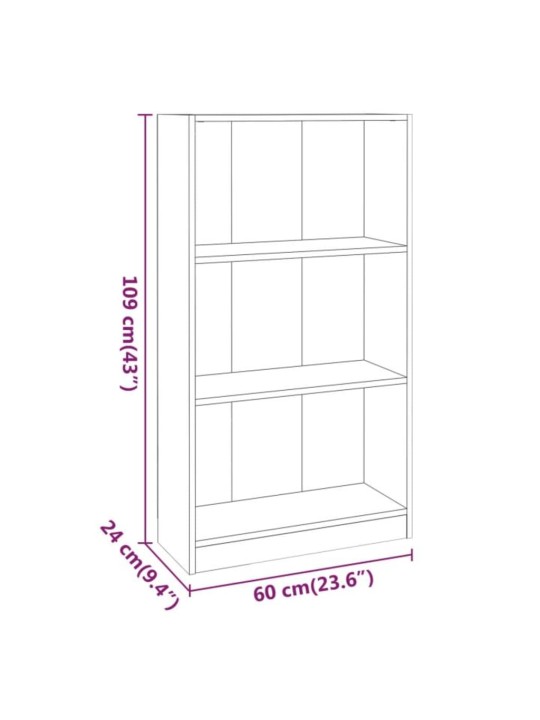 Kirjahylly savutammi 60x24x109 cm tekninen puu