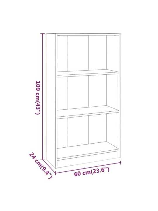 Kirjahylly harmaa Sonoma 60x24x109 cm tekninen puu