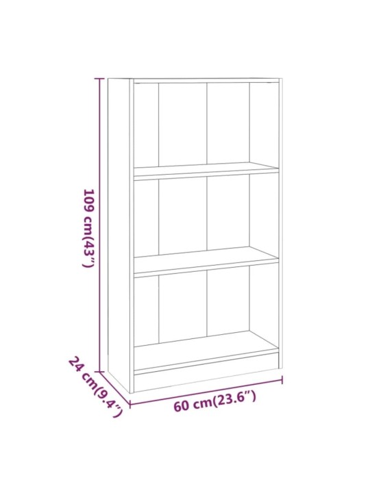 Kirjahylly ruskea tammi 60x24x109 cm tekninen puu