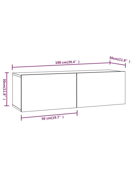 TV-seinäkaappi harmaa Sonoma 100x30x30 cm tekninen puu