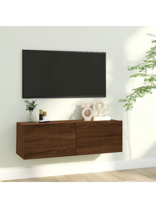 TV-seinäkaappi ruskea tammi 100x30x30 cm tekninen puu