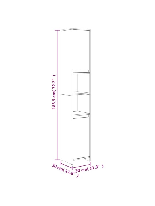 Kylpyhuoneen kaappi savutammi 30x30x183,5 cm tekninen puu