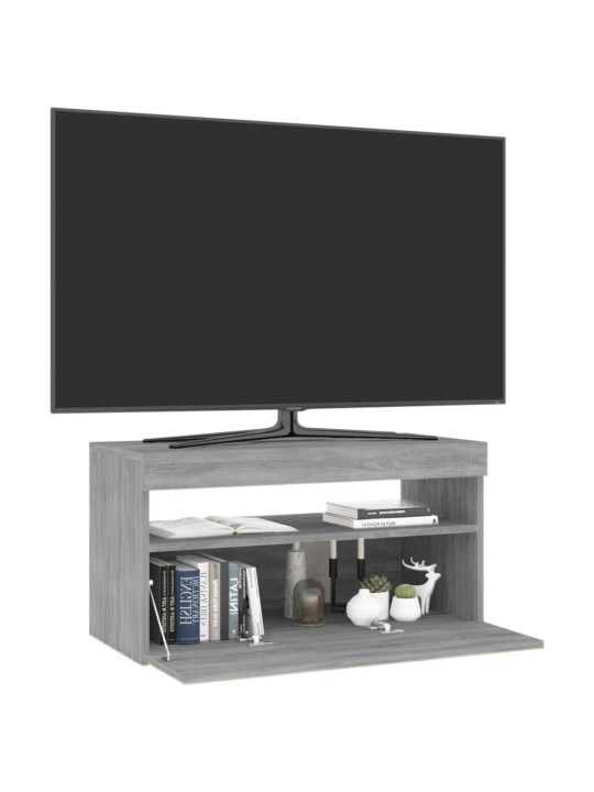 TV-taso LED-valoilla harmaa Sonoma 75x35x40 cm