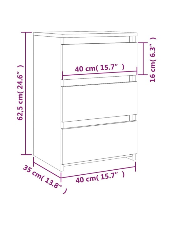 Yöpöydät 2 kpl harmaa Sonoma 40x35x62,5 cm tekninen puu