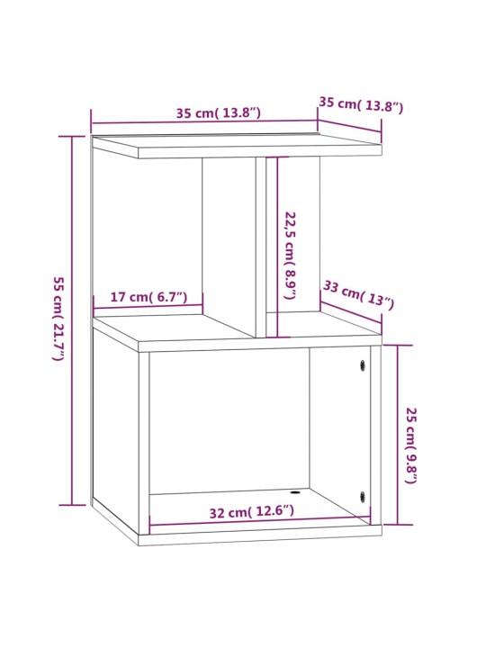 Yöpöydät 2 kpl ruskea tammi 35x35x55 cm tekninen puu