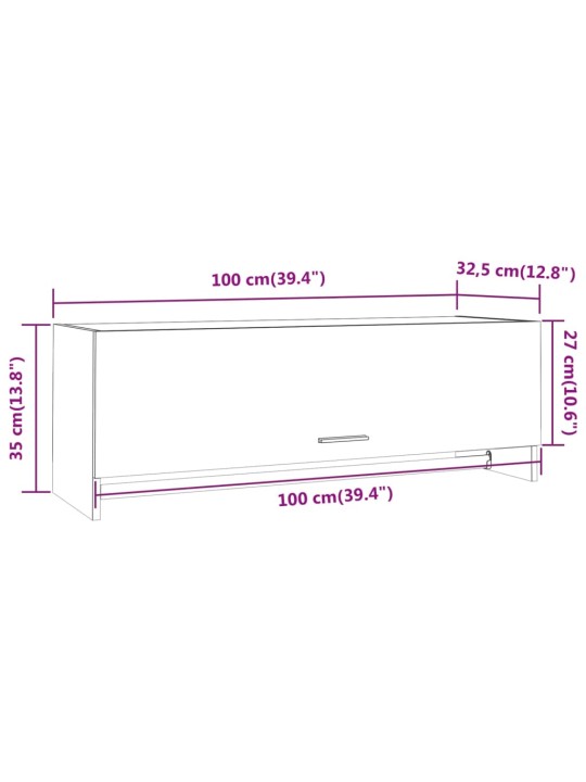 Vaatekaappi harmaa sonoma 100x32,5x35 cm tekninen puu