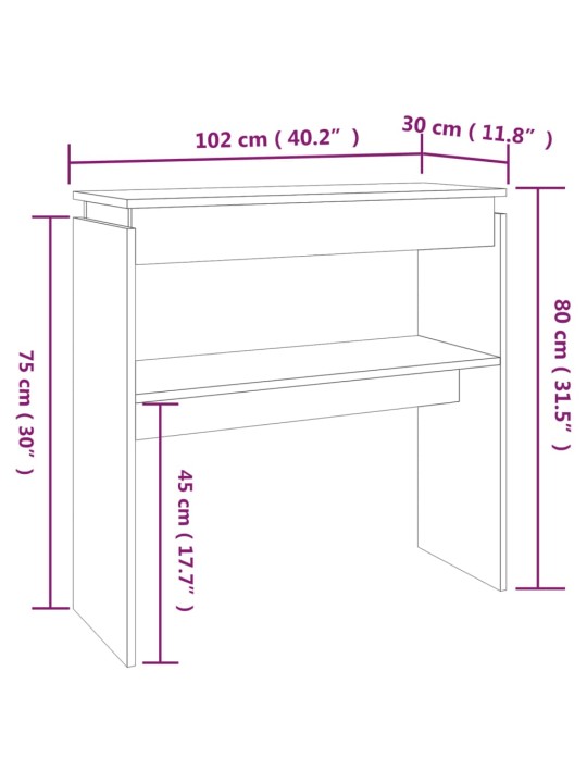 Konsolipöytä savutammi 102x30x80 cm tekninen puu