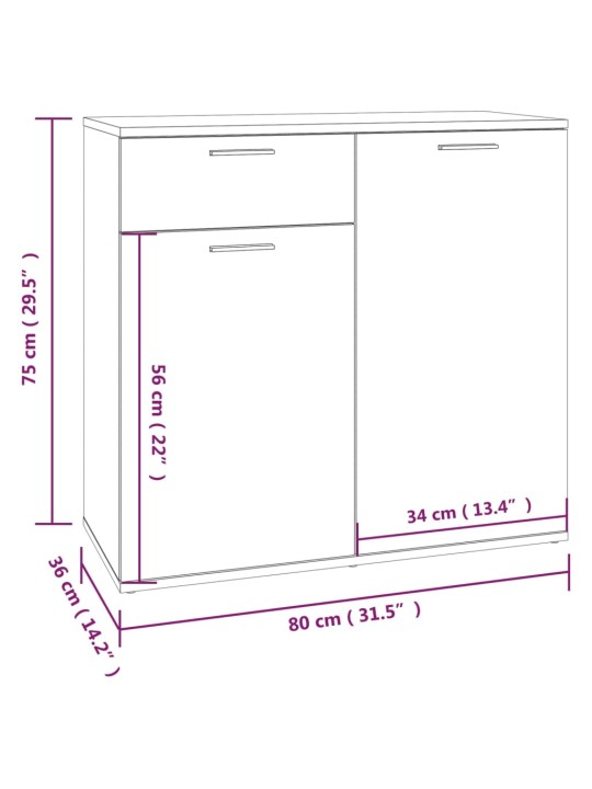 Senkki harmaa Sonoma 80x36x75 cm tekninen puu