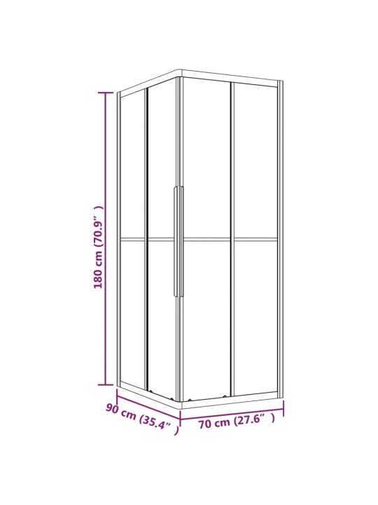 Suihkukaappi huurrettu ESG 90x70x180 cm