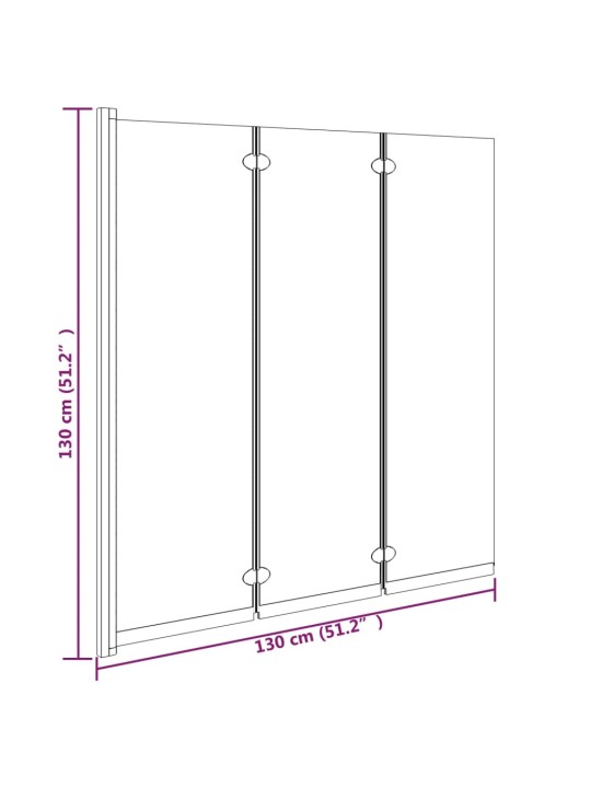 Kokoontaittuva suihkukaappi 3 paneelia 130x130 cm ESG musta