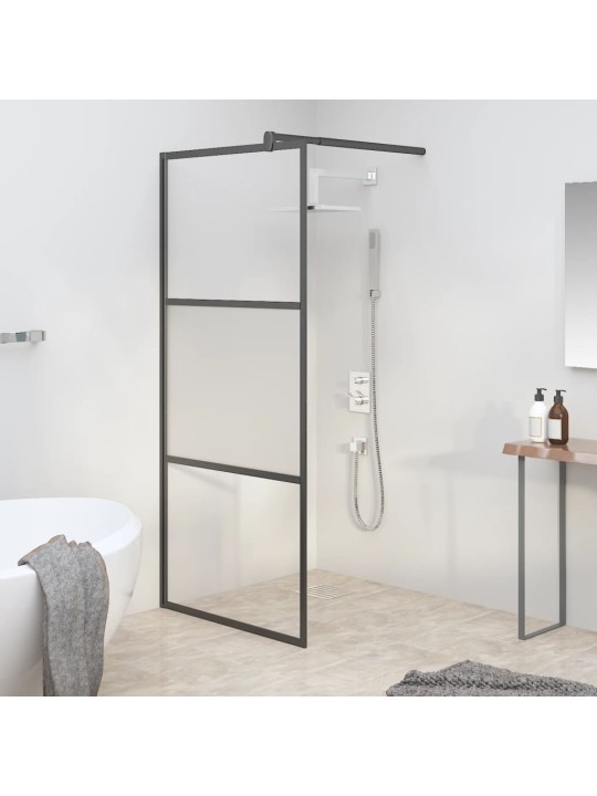 Walk-in suihkun seinäke 80x195 cm puolihuurrettu esg-lasi musta