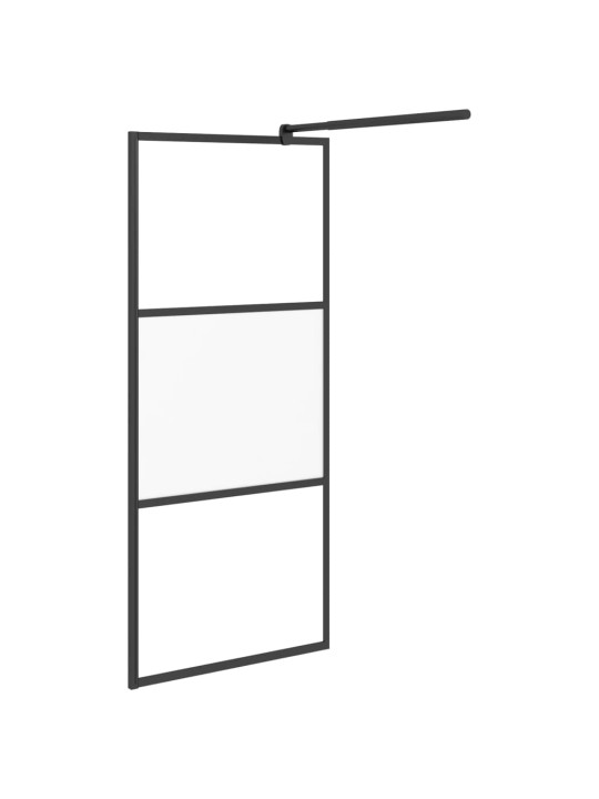 Walk-in suihkuseinäke 90x195 cm puolihuurrettu esg-lasi musta