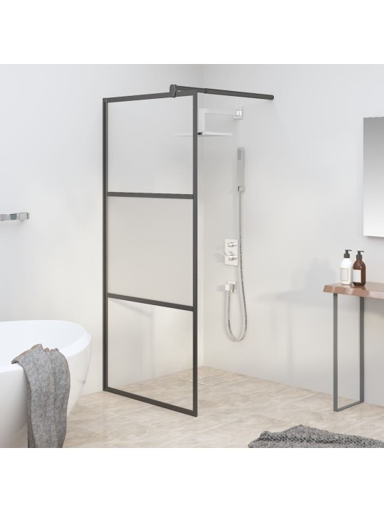 Walk-in suihkuseinäke 90x195 cm puolihuurrettu esg-lasi musta