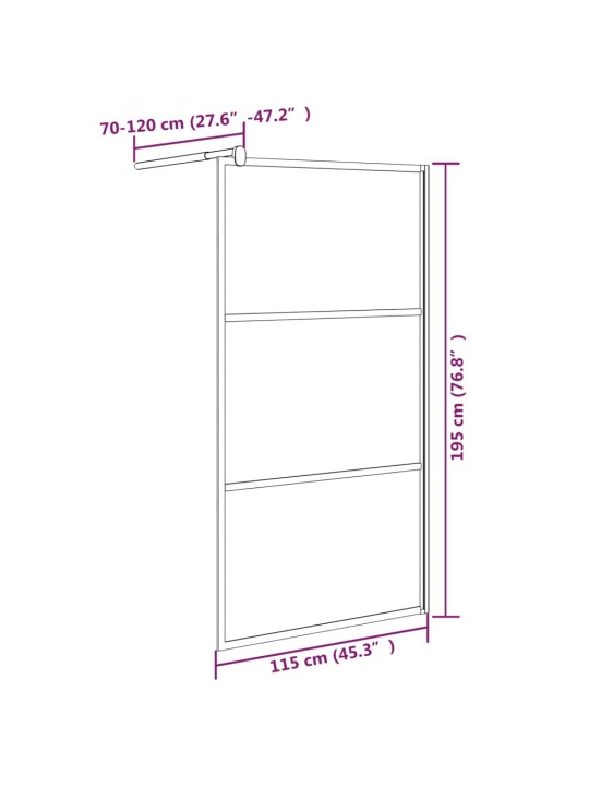 Walk-in suihkuseinäke 115x195 cm puolihuurrettu ESG-lasi musta