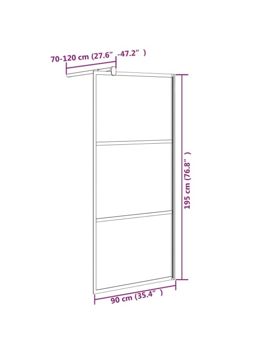 Walk-in suihkuseinäke 90x195 cm huurrettu ESG-lasi musta