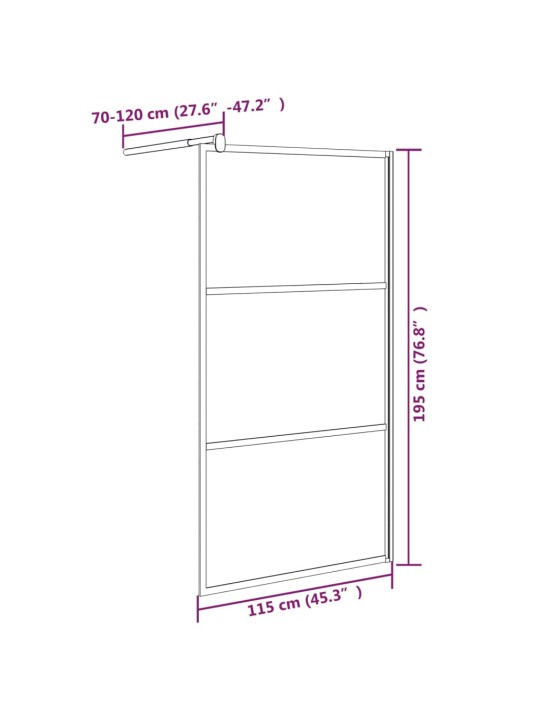 Walk-in suihkuseinäke 115x195 cm huurrettu ESG-lasi musta