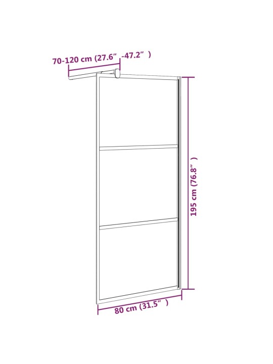 Walk-in suihkuseinäke 80x195 cm ESG-lasi kivikuvioinnilla musta