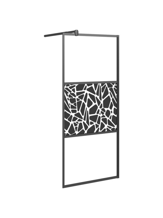 Walk-in suihkuseinäke 90x195 cm esg-lasi kivikuvioinnilla musta