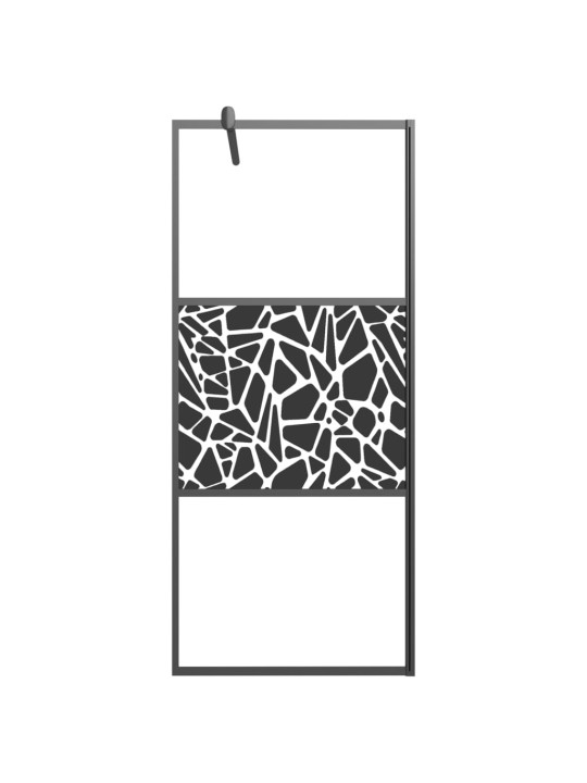 Walk-in suihkuseinäke 90x195 cm esg-lasi kivikuvioinnilla musta